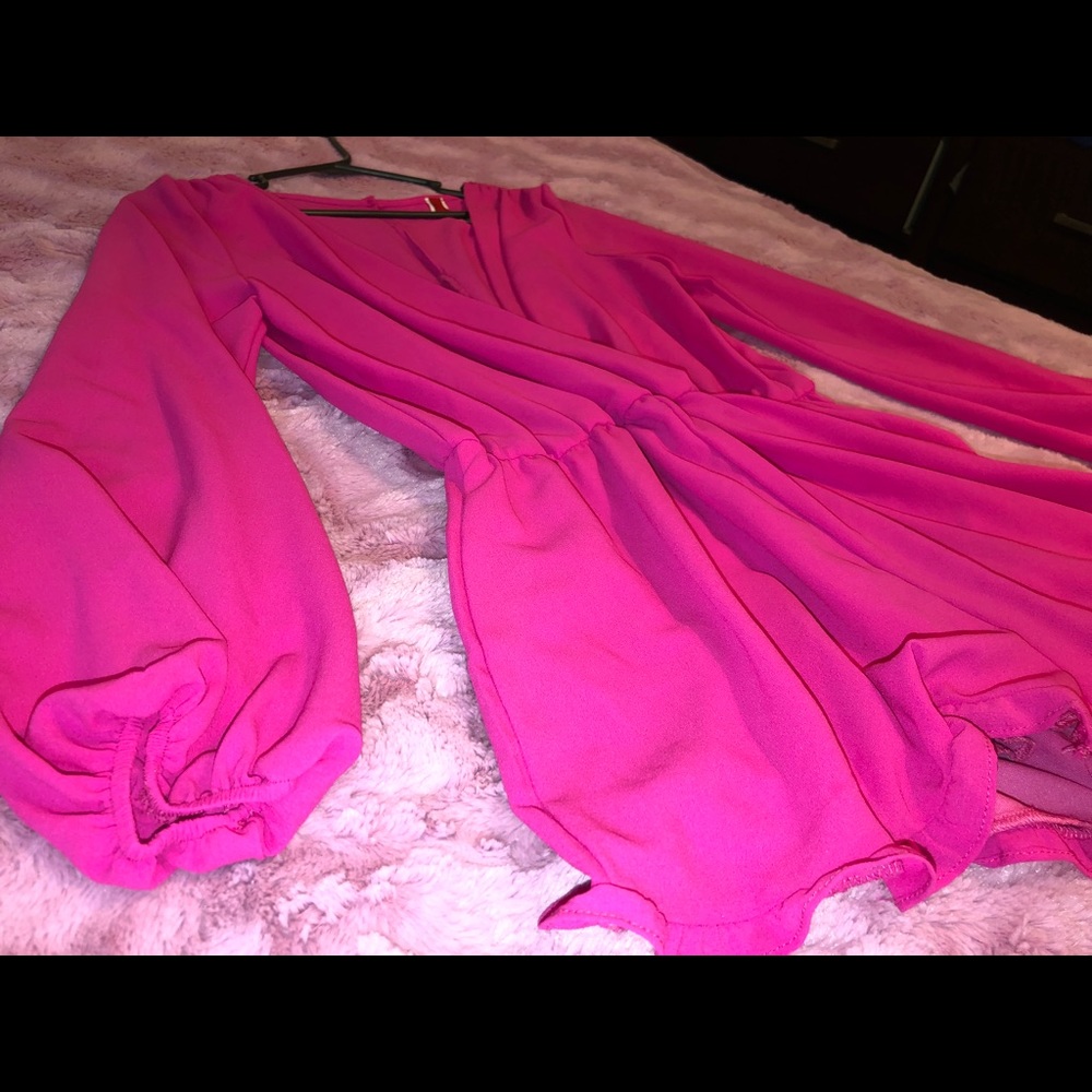 Beautiful Hot Pink Long Sleeved Romper - Picture 6 of 8